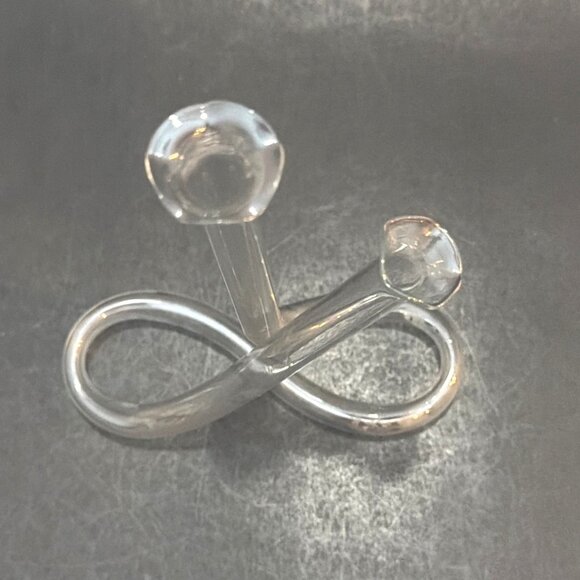 VTG MCM Hand Blown Bud Propagation Vase Glass Double Twisted Tube Infinity Loop - Picture 7 of 10